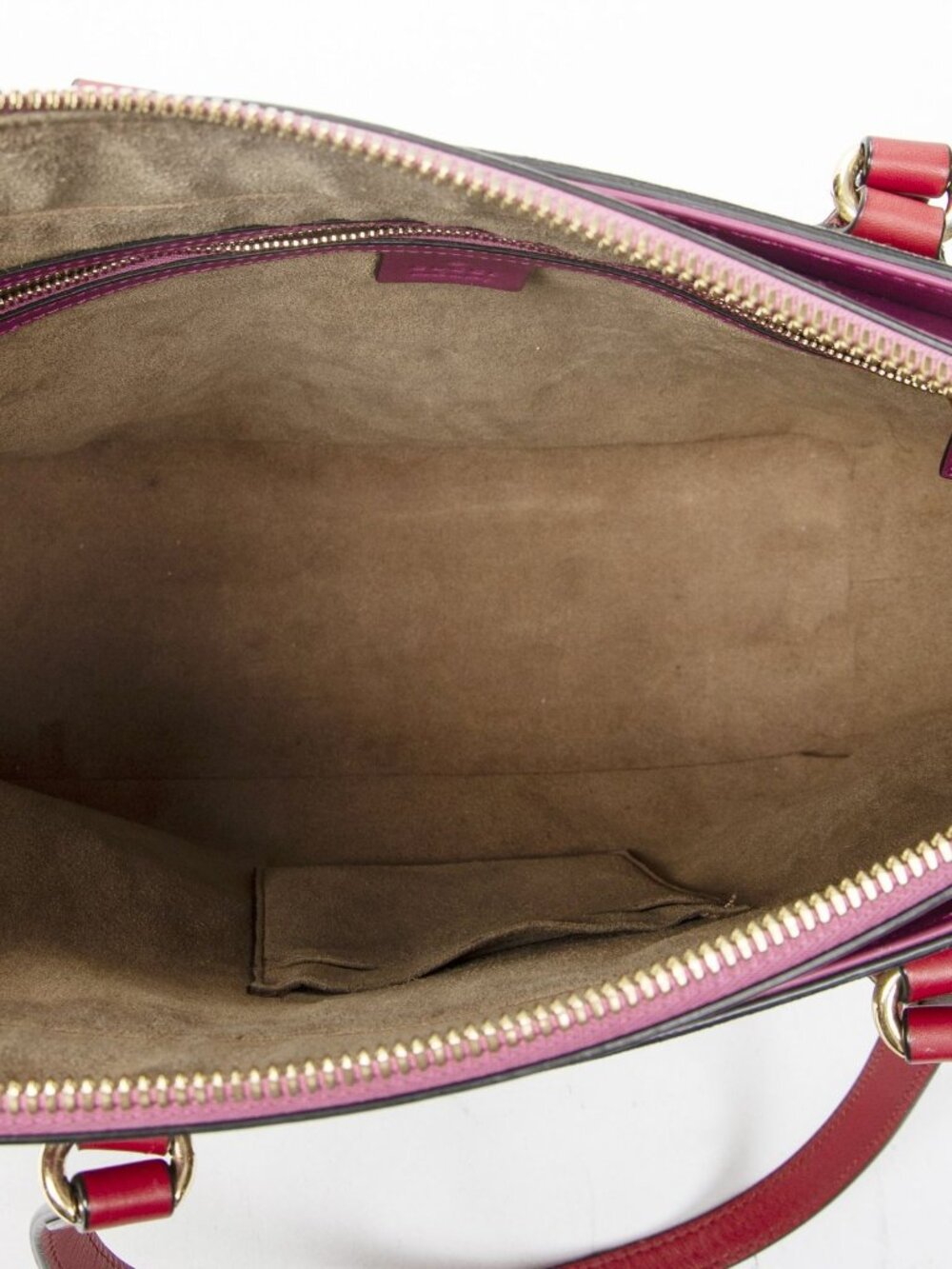 Gucci Zip Bucket Tote Beige Pink Red Supreme Canvas - Picture 9 of 10